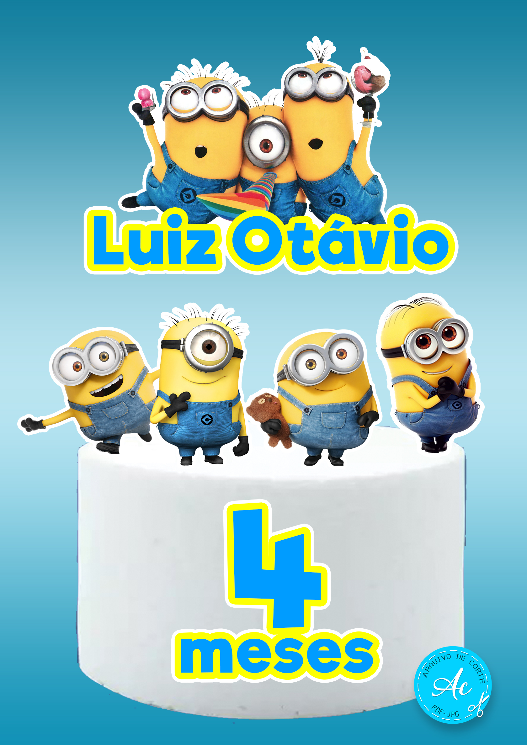 Topo de Bolo Minions Menina