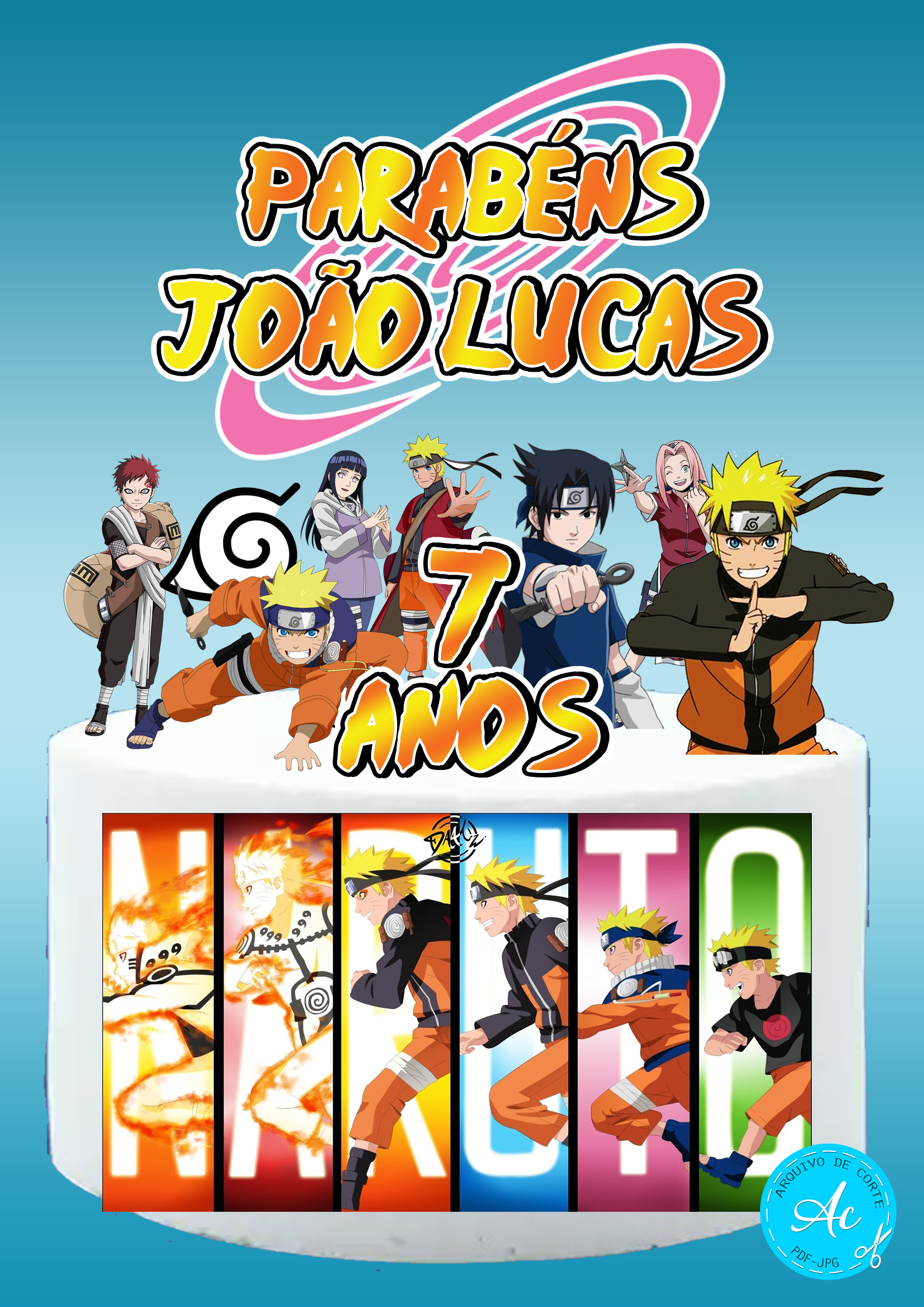 Topo de bolo Naruto #3 - Arquivo de corte