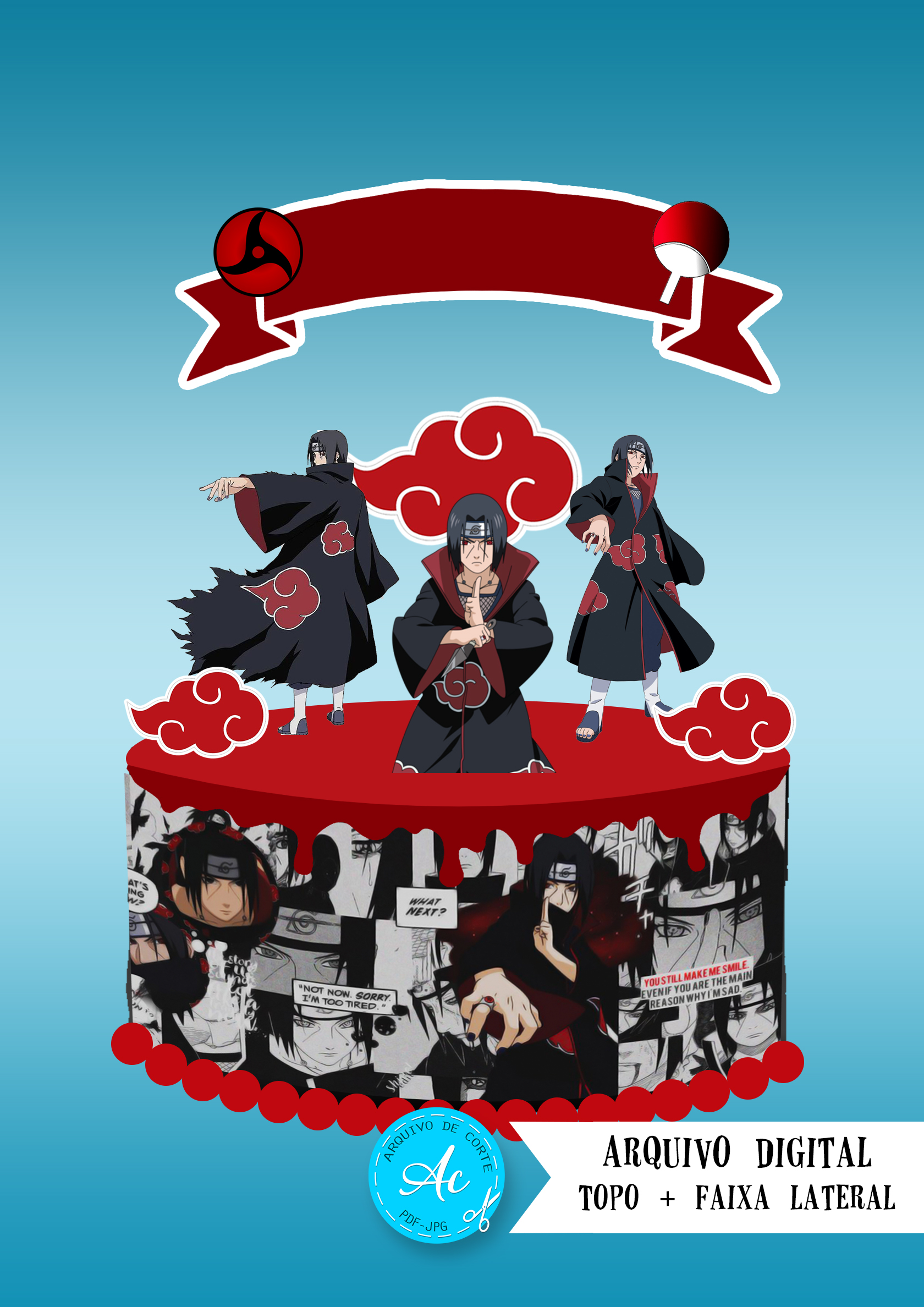 Arquivo de corte Topo de Bolo Akatsuki Itachi #1 PDF/JPG