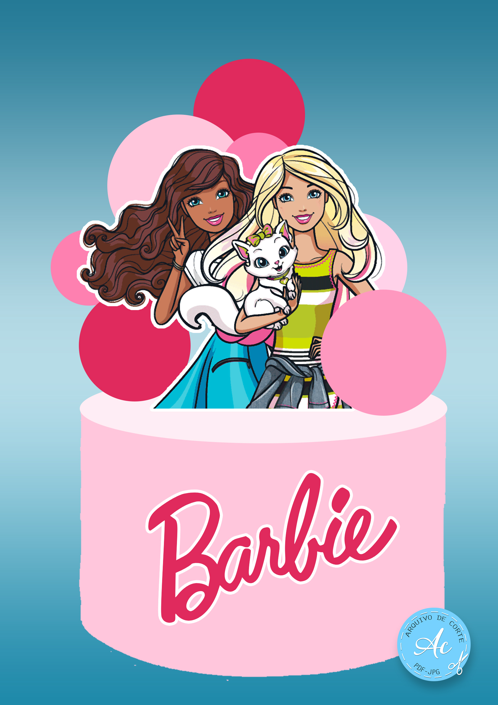 Topo de bolo barbie para imprimir