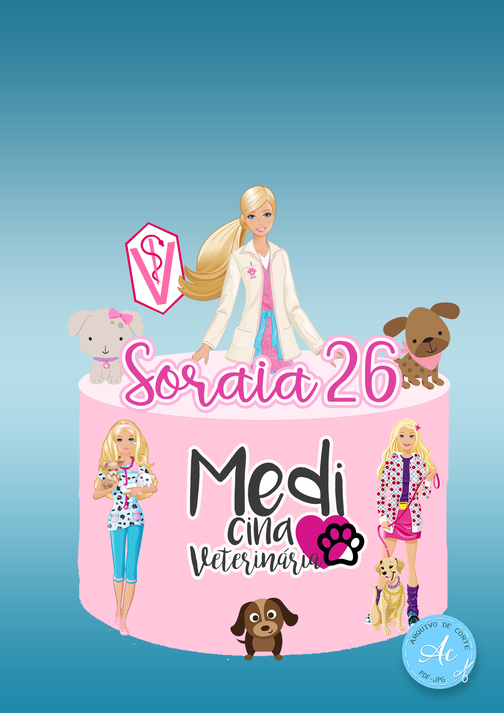 Topo de bolo Barbie Sereia