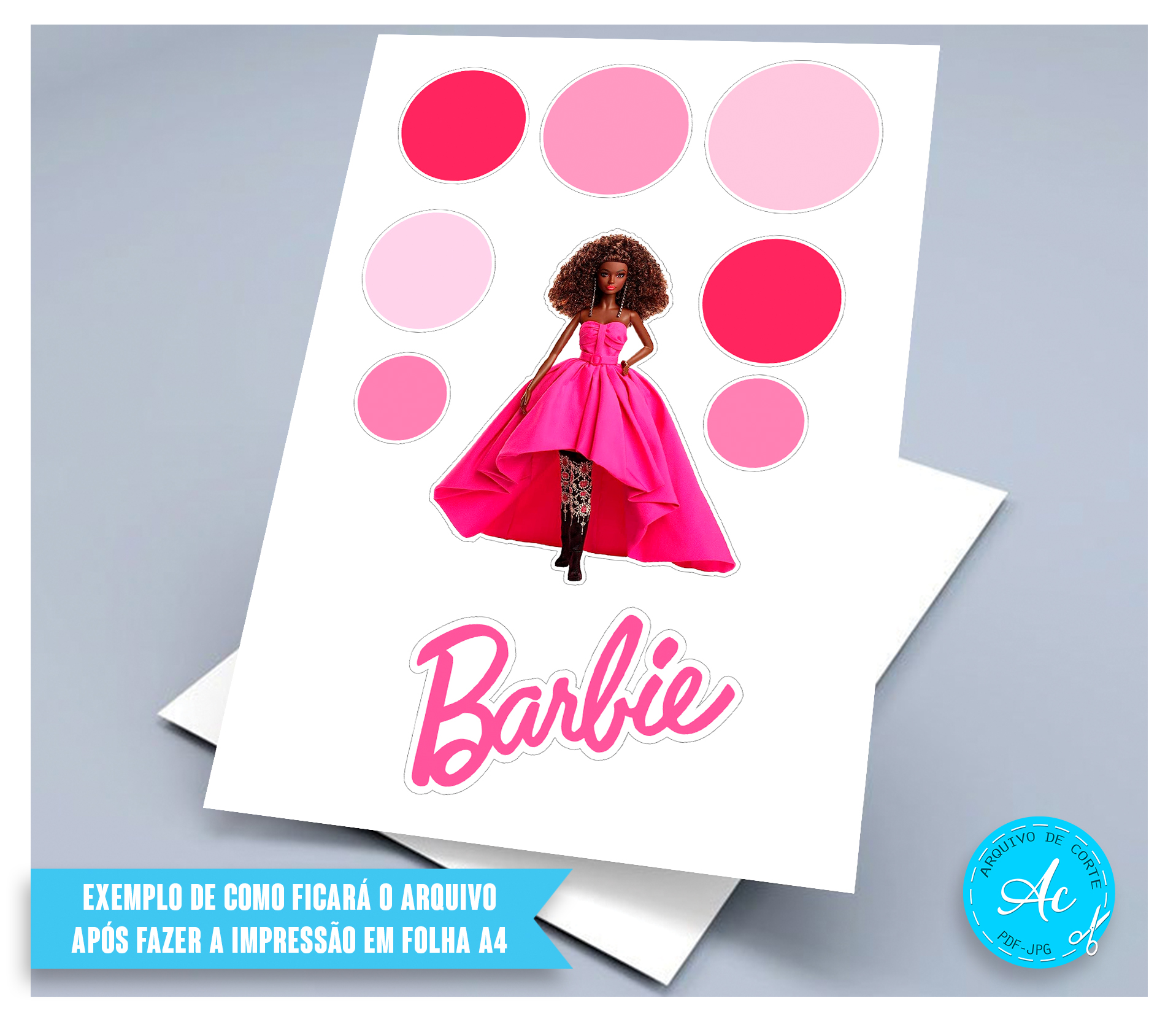Topo de Bolo Barbie Black - Prime Personalizados