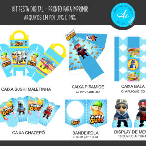 Kit festa 10 displays 3 quadros Stumble Guys novo