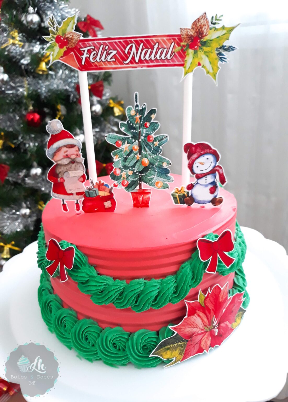Topo de bolo natal aquarela 1 arquivo de corte