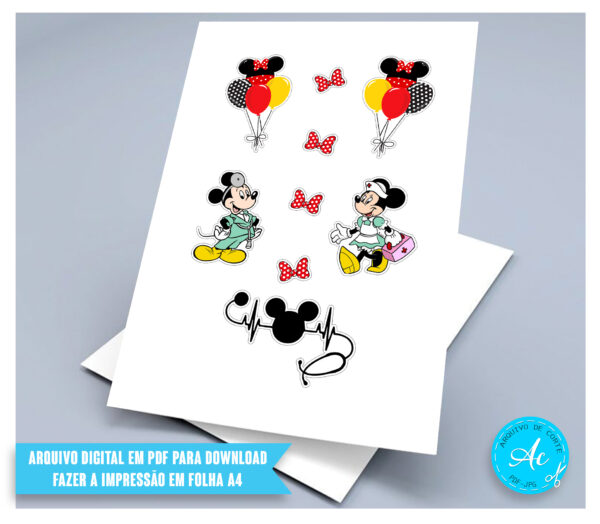 Arquivo topo de bolo Mickey e Minnie Enfermagem #1