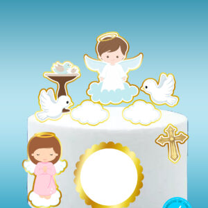 Arquivo topo de bolo Batizado menina e menino #1