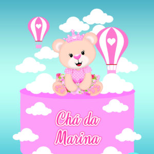 Arquivo topo de bolo Chá de menina Urso Rosa