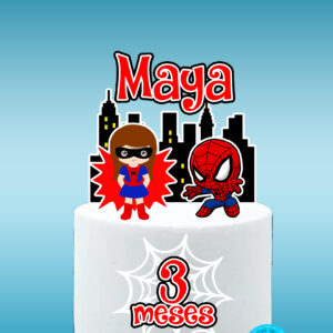 Arquivo Topo de bolo Homem e menina aranha #1