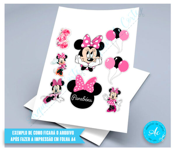 Arquivo topo de bolo Minnie Rosa #1