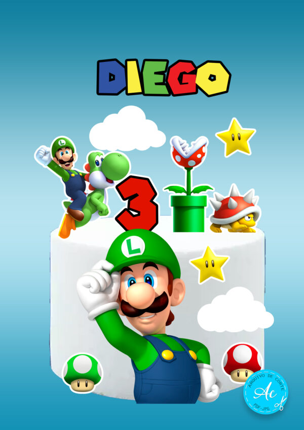 Arquivo topo de bolo Luigi Super Mario #1