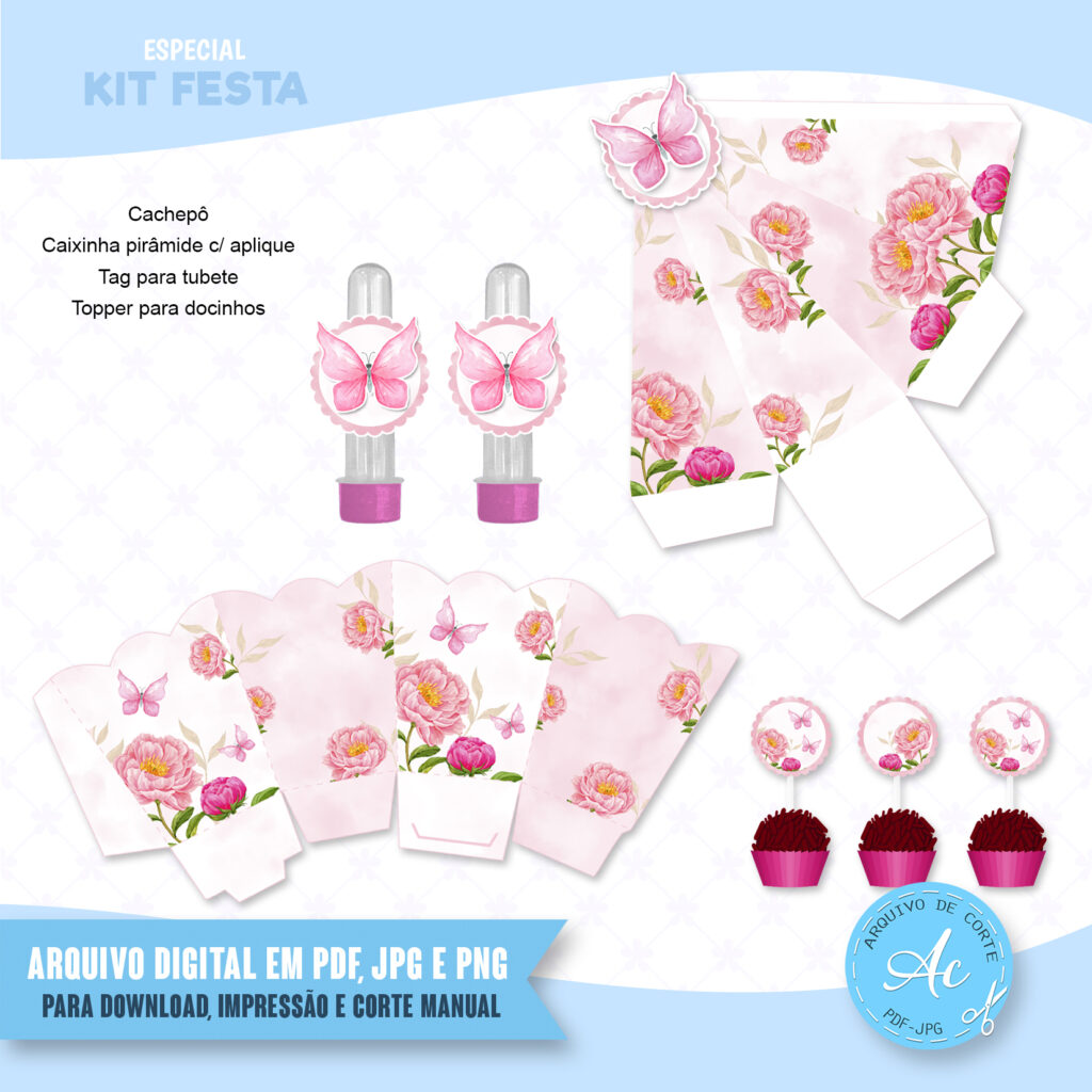 Arquivo Kit festa Jardim de Borboletas #1 - Arquivo de corte