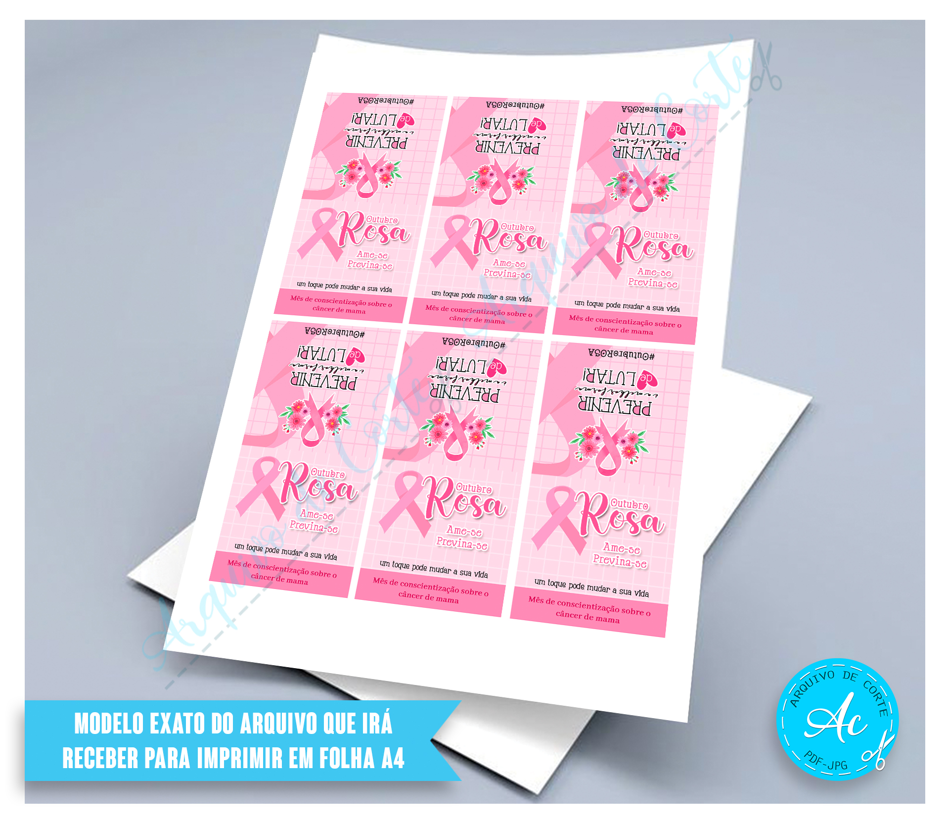 Arquivo Tag para pirulito Outubro Rosa #1 - Imagem 2