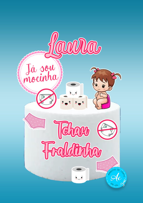 Arquivo topo de bolo Tchau Fraldinha #1