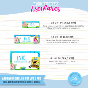 Arquivo Etiquetas escolares Bob Esponja #1