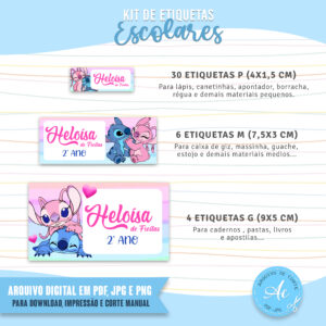 Arquivo Etiquetas escolares Stitch #1