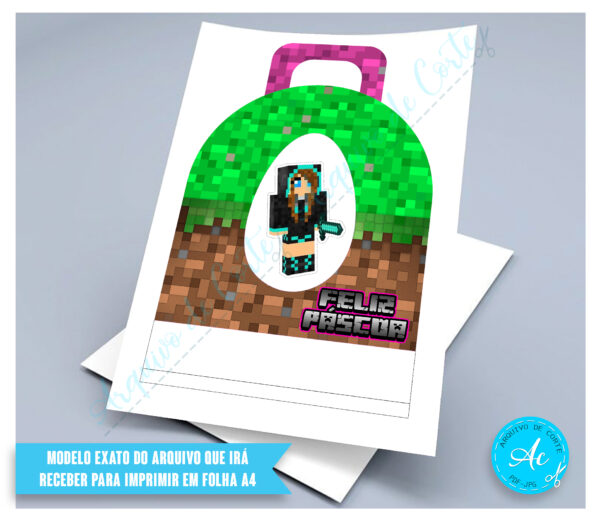 Arquivo Porta Ovos Minecraft Menina #1