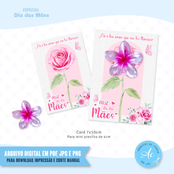 Arquivo Card para mini presilha de flor Dia das Mães #1
