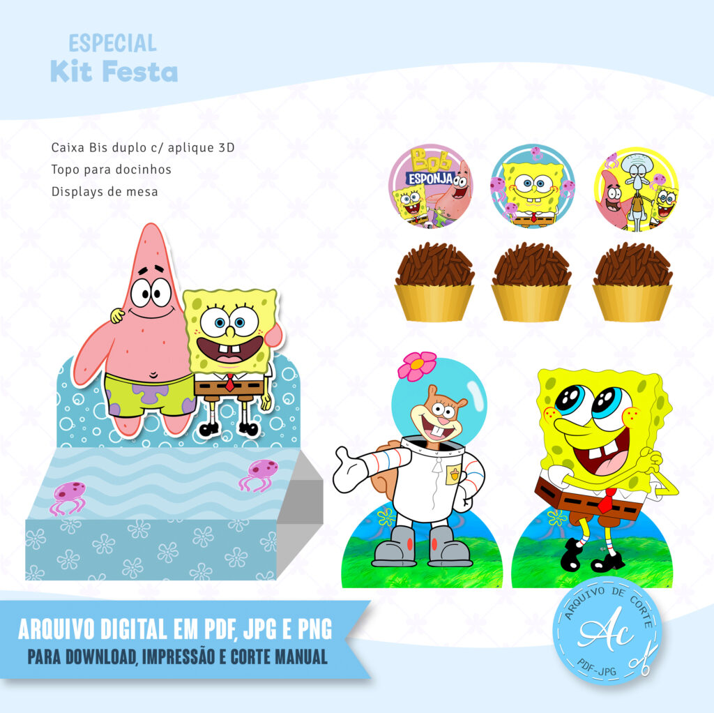 Arquivo Kit festa Bob esponja #1 - Arquivo de corte