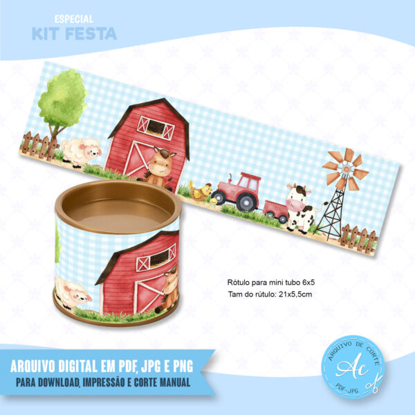 Rótulo para mini tubolata Fazendinha Aquarela #1