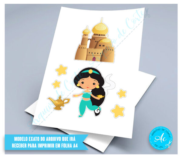 Arquivo topo de bolo Princesa Jasmine Cute #2 - Image 2