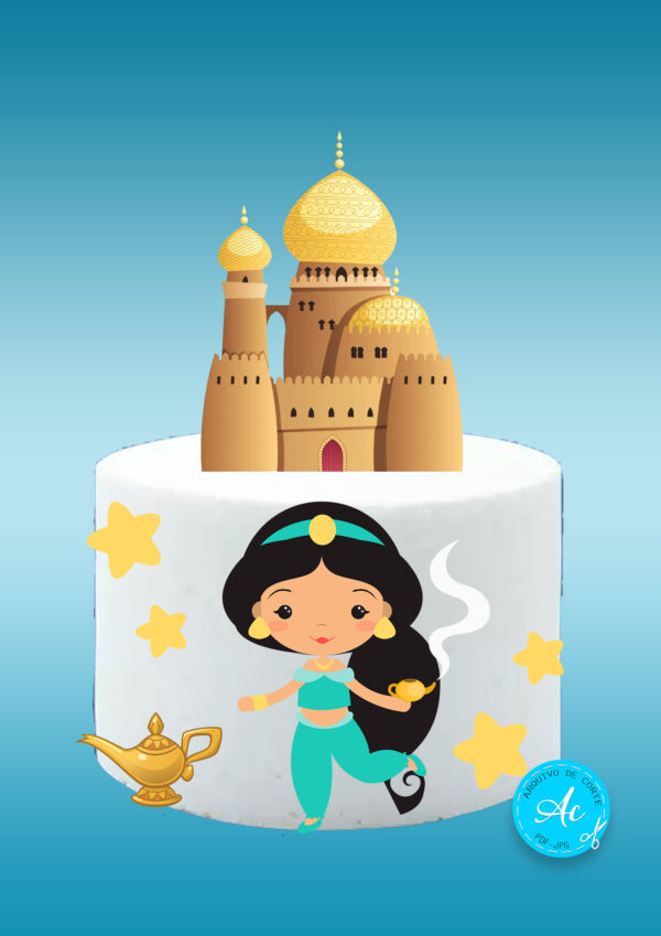 Arquivo topo de bolo Princesa Jasmine Cute #2