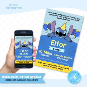 Arquivo Convite Stitch #2 (personalizado)