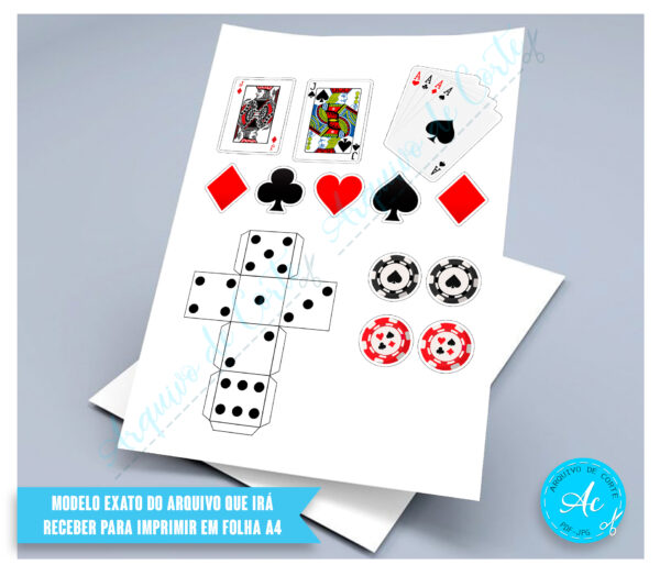 Arquivo topo de bolo Poker Cassino #1 - Imagem 2