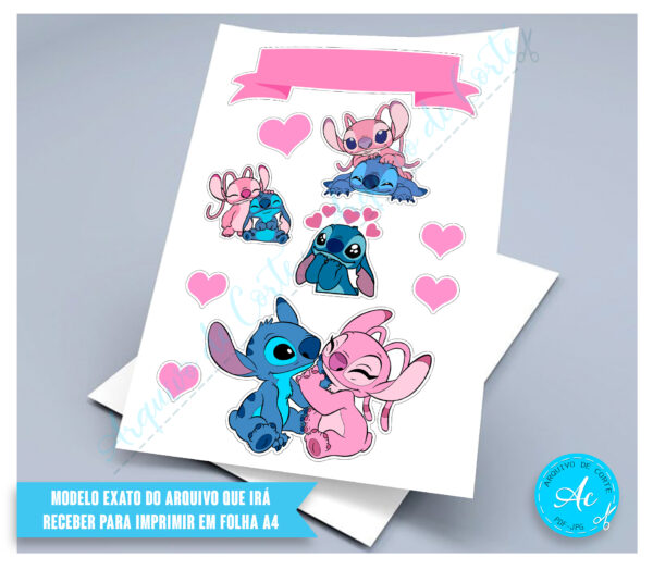Arquivo topo de bolo Stitch e Angel #5