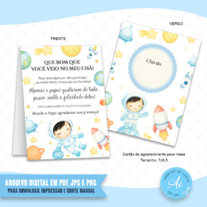 Arquivo Cartão para mesa Astronauta Aquarela #1