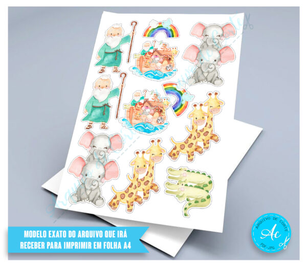 Arquivo Kit festa Arca de Noé Aquarela#1 - Imagem 5