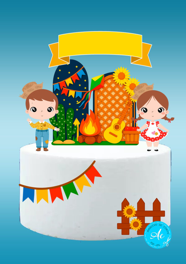 Arquivo Topo de bolo Festa junina menina e menino #2
