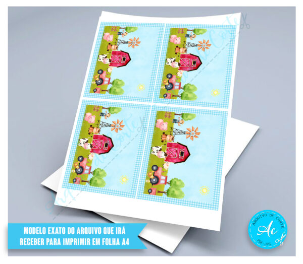 Arquivo Adesivo para baldinho Fazendinha Aquarela #1 - Imagem 2