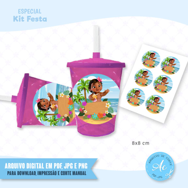 Arquivo Adesivo para copo Moana #1