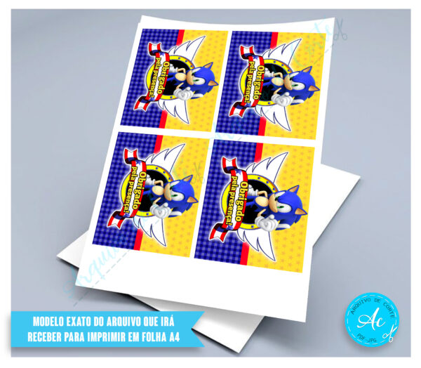 Arquivo Adesivo para sacolinha Sonic #1