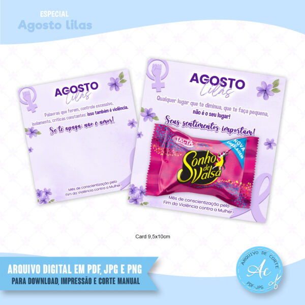 Card para chocolate Agosto Lilas #1