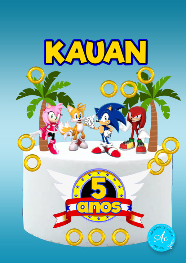 Arquivo topo de bolo Sonic #6