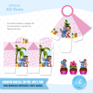 Arquivo Kit festa Lilo e Stitch Rosa #1