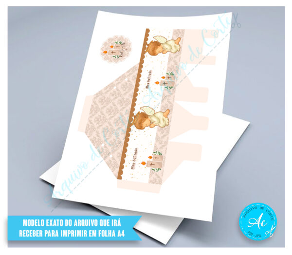 Arquivo Kit festa Batizado marrom anjinho #1 - Imagem 2