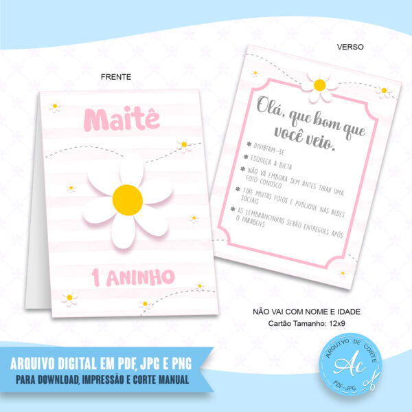 Arquivo Cartão para mesa Margaridas Rosa #1