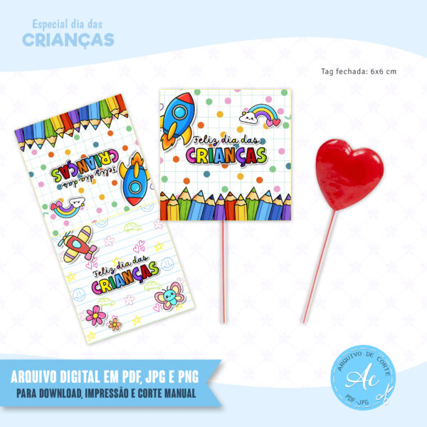 Arquivo Tag para pirulito Dia das crianças #2
