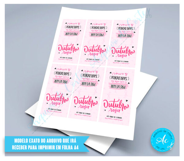 Arquivo Tag para pirulito Outubro Rosa #2 - Imagem 2
