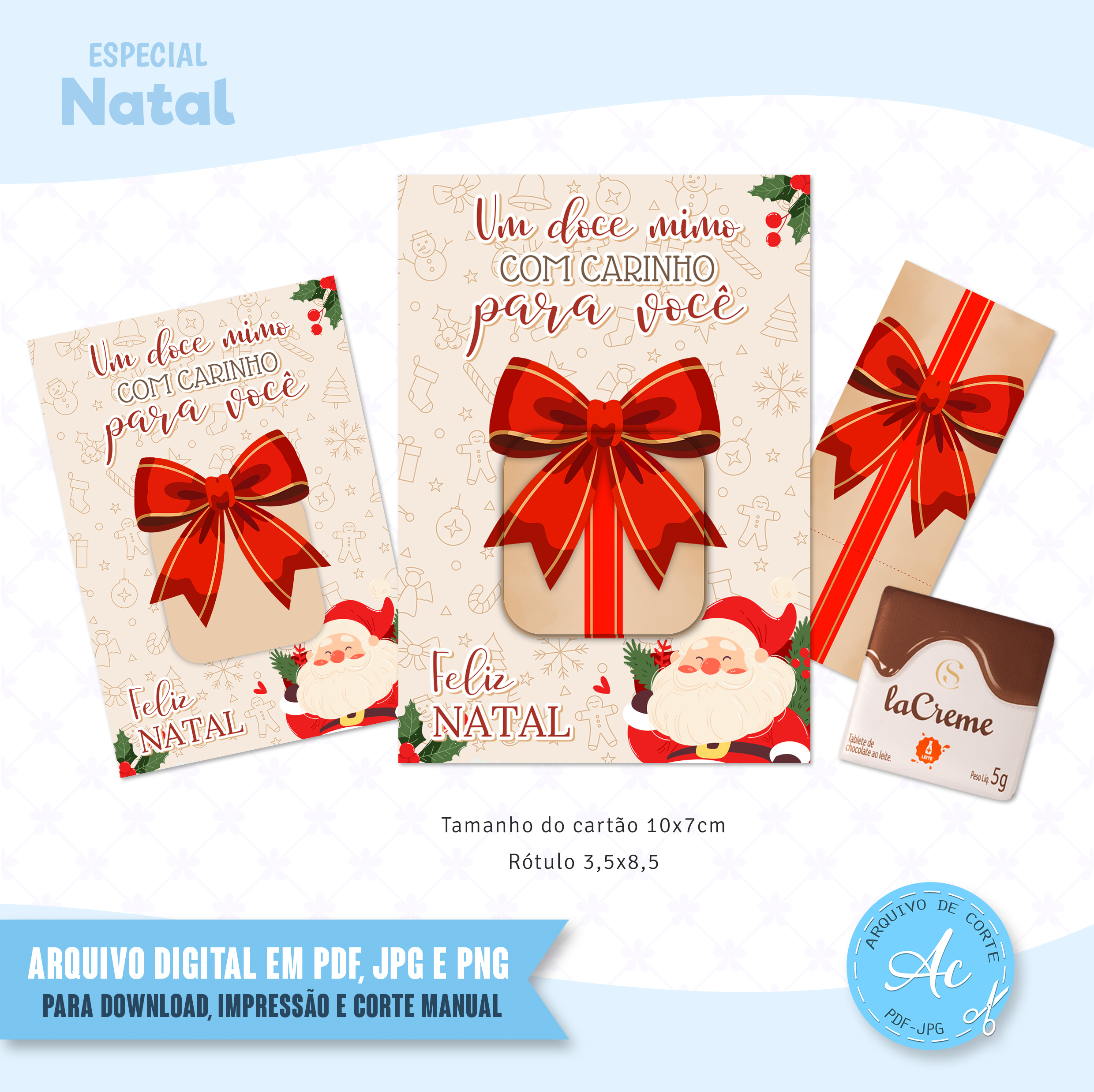 Arquivo Cartão para Tablete chocolate Natal #1