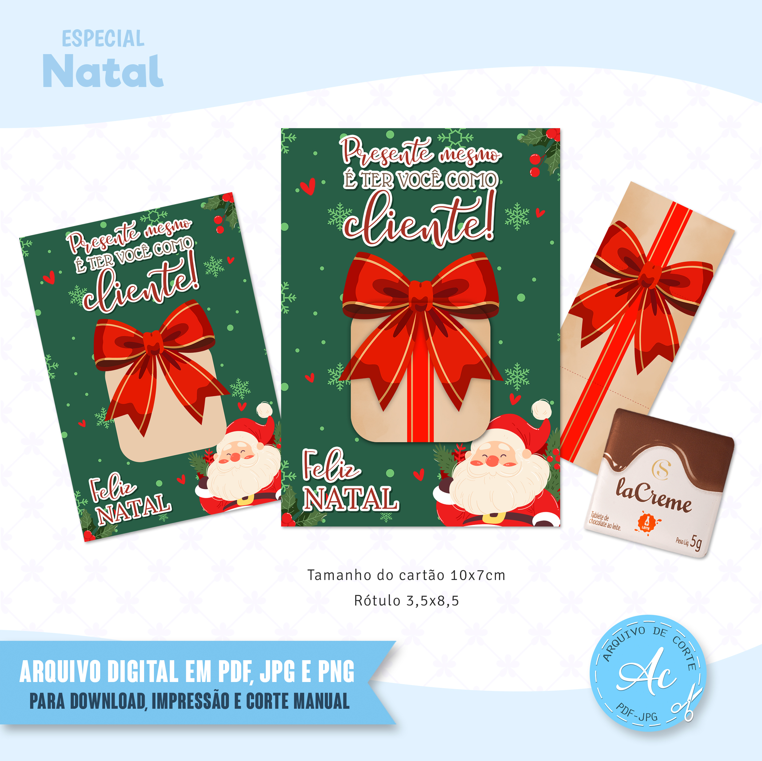 Arquivo Cartão para Tablete chocolate Natal #2