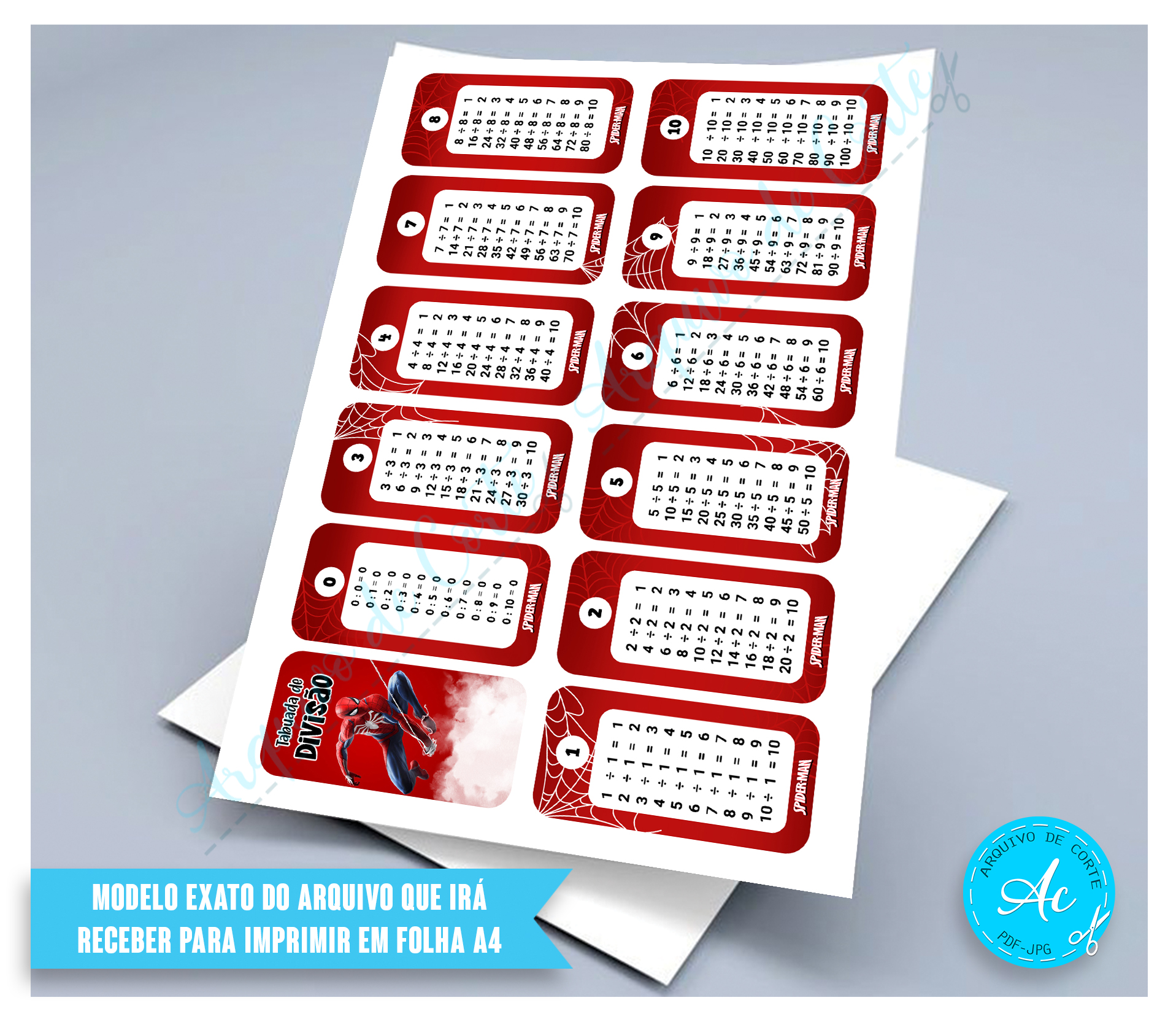 Arquivo Tabuada Homem aranha Divisão #1 - Imagem 2