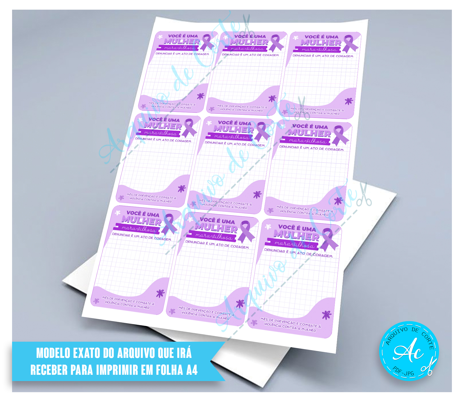 Arquivo Cartão Post it Agosto Lilás #1 - Imagem 2